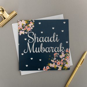 X6 SHAADI MUBARAK CARD | HEARTS & FLOWERS