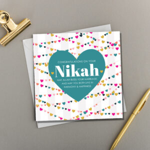 x6 NIKAH MUBARAK CARD | HANGING HEARTS