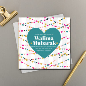 x6 Walima Mubarak Card | HANGING HEARTS