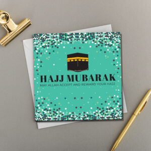 x6 Hajj Mubarak Card | GREEN SCATTER SPOTS