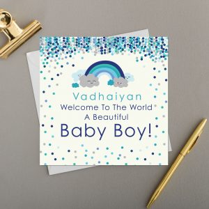 x6 Vadhaiyan BEAUTIFUL BABY BOY Cards | Rainbows and Scatter Spots