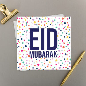 x6 Eid Mubarak Card Contemporary Confetti Pattern