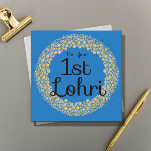 x6 His 1st Lohri Gold Printed Glitter Wreath