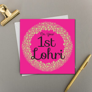 x6 Her 1st Lohri Gold Printed Glitter Wreath
