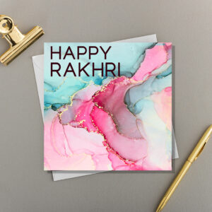 x6 Happy Rakhri - Pink Marble Effect