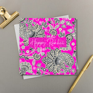 x6 Happy Rakhri - Bright Pink Paisley Motif