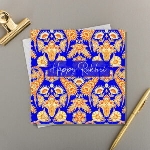 x6 Happy Rakhri - Bright Blue Paisley Motif