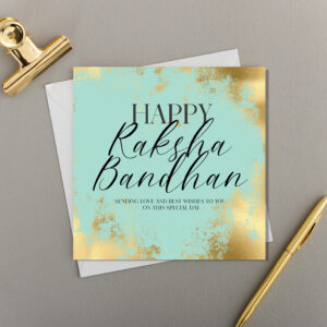 x6 Happy Raksha Bandhan Tiffany Gold Leaf Print
